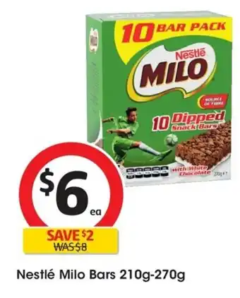 Coles Nestlé Milo Bars 210g-270g offer