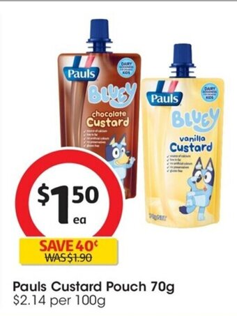 Coles Pauls Custard Pouch 70g offer