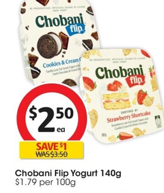 Chobani Flip Yogurt 140g offer at Coles