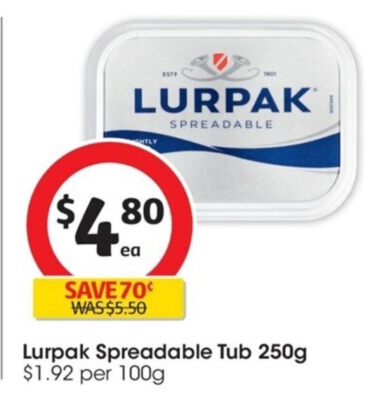 Lurpak Spreadable Tub 250g offer at Coles