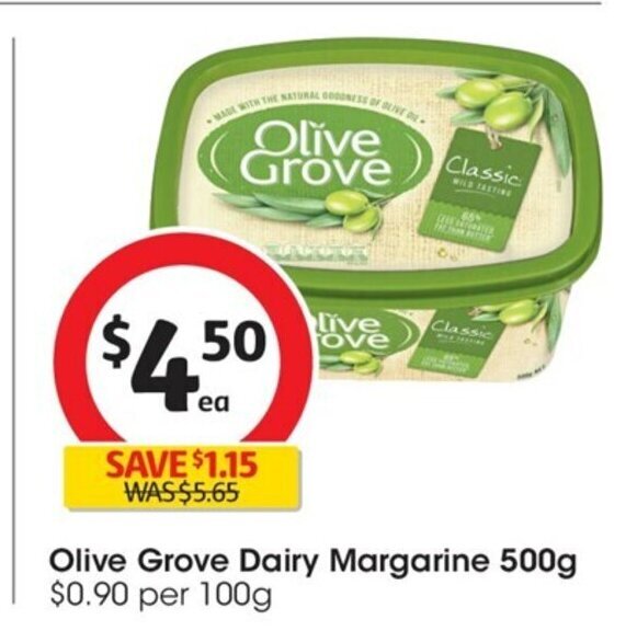 Olive Grove Dairy Margarine 500g offer at Coles
