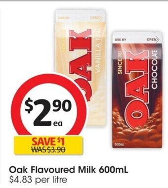 Coles Oak Flavoured Milk 600mL offer