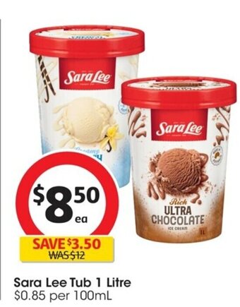 Coles Sara Lee Tub 1 Litre offer