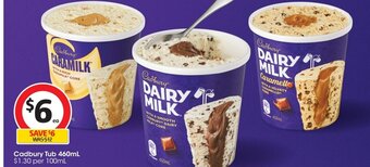 Coles Cadbury Tub 460mL offer