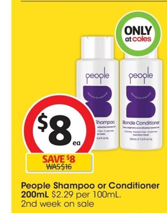 People Shampoo or Conditioner 200mL offer at Coles