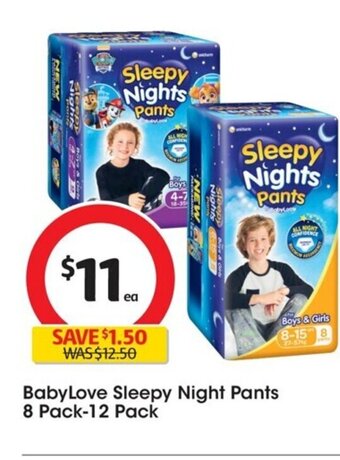 Coles BabyLove Sleepy Night Pants 8 Pack-12 Pack offer