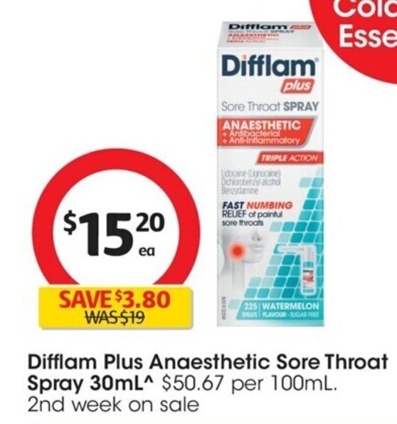 Difflam Plus Anaesthetic Sore Throat Spray 30mL offer at Coles