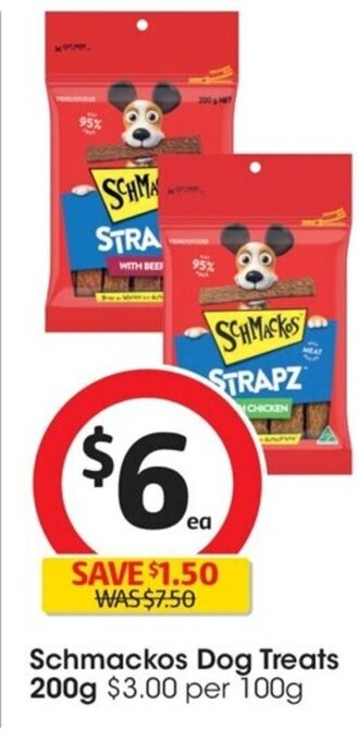 Coles Schmackos Dog Treats 200g offer