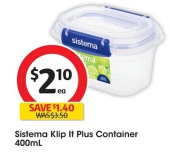 Coles Sistema Klip It Plus Container 400mL offer