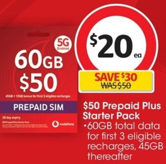 Coles $50 Prepaid Plus Starter Pack offer