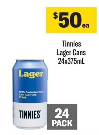 Tinnies Lager Cans 24x375mL
