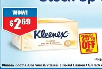 Chemist Warehouse Kleenex Soothe Aloe Vera & Vitamin E Facial Tissues 140 Pack offer