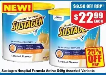 Chemist Warehouse Sustagen Hospital Active 840g Assorted Variants offer
