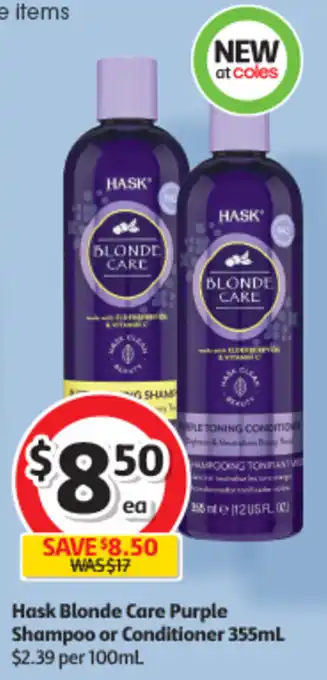 Hask Blonde Care Purple Shampoo or Conditioner 355mL