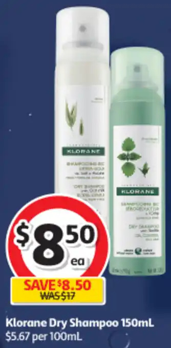 Coles Klorane Dry Shampoo Klorane Dry Shampoo 150mL $5.67 per 100mL offer
