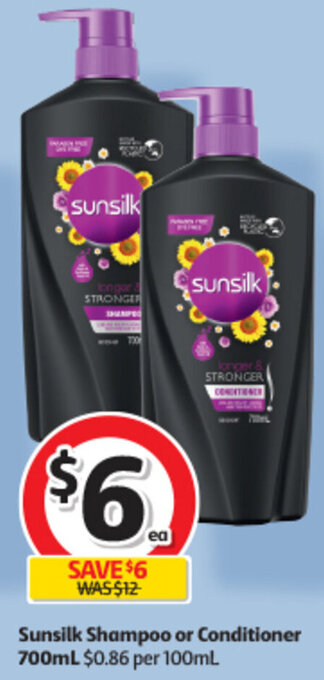 Coles Sunsilk Shampoo or Conditioner 700mL offer