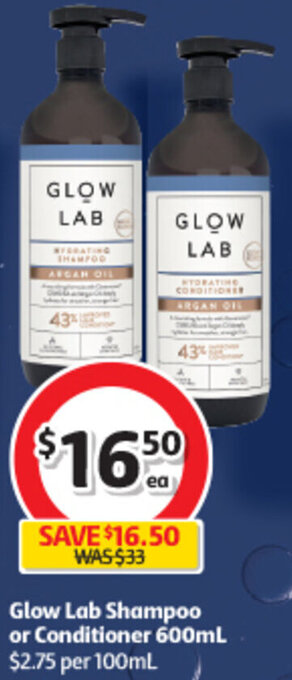Glow Lab Shampoo or Conditioner 600mL