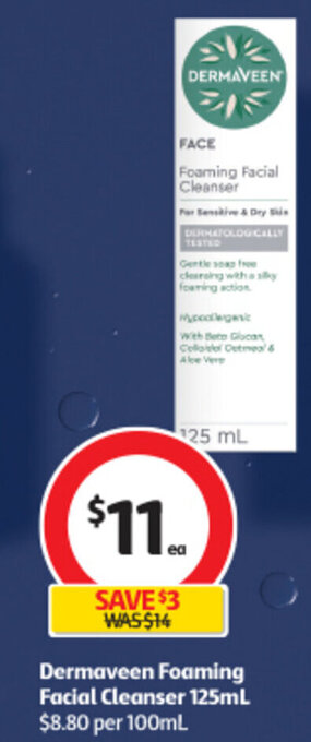 Coles Dermaveen Foaming Facial Cleanser 125mL offer