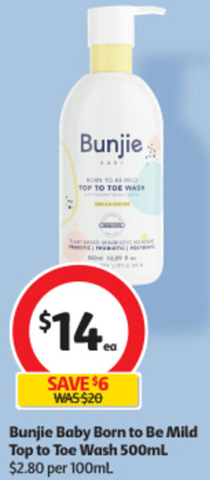 Bunjie Baby Born to Be Mild Top to Toe Wash 500mL