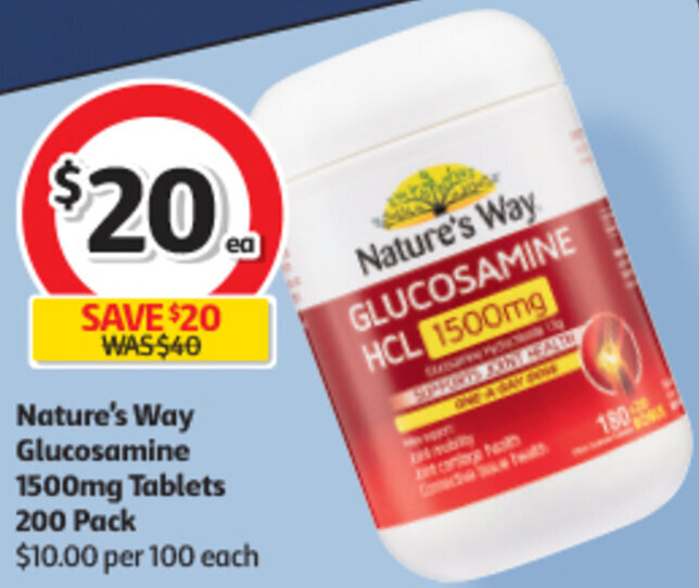 Nature's Way GLUCOSAMINE HCL 1500mg 200 Pack offer at Coles