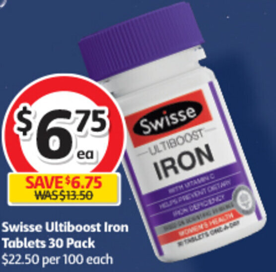 Swisse Ultiboost Iron Tablets 30 Pack offer at Coles