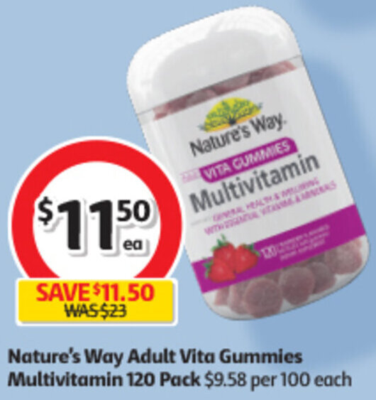 Nature's Way Adult Vita Gummies Multivitamin 120 Pack offer at Coles