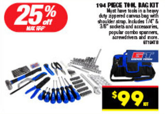 194 PIECE TOOL BAG KIT
