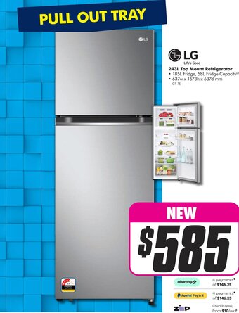 The Good Guys LG 243L Top Mount Refrigerator offer