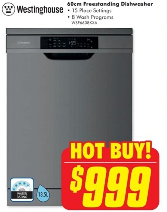 Westinghouse 60cm Freestanding Dishwasher offer at The Good Guys