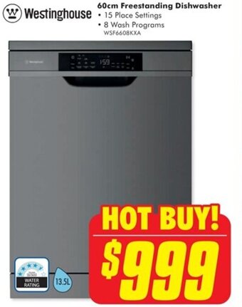 The Good Guys Westinghouse 60cm Freestanding Dishwasher offer