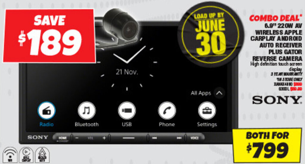 6.9" 220W AV WIRELESS APPLE CARPLAY ANDROID AUTO RECEIVER PLUS GATOR