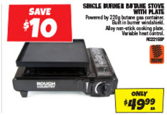 Autobarn SINGLE BURNER BUTANE STOVE WITH PLATE offer