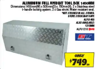 Autobarn ALUMINUM FILL UPRIGHT TOOL BOX 1450MM offer