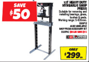 Autobarn 12T HEAVY DUTY HYDRAULIC SHOP PRESS offer