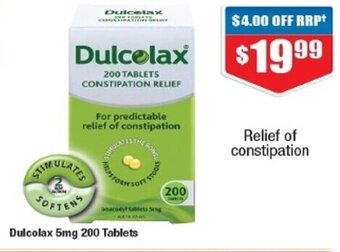 Chemist Warehouse Dulcolax 5mg 200 Tablets offer