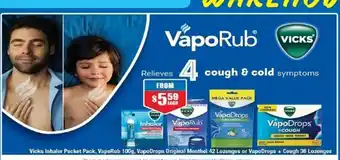 Chemist Warehouse Vicks Inhaler Pocket Pack, VapoRUb 100g offer