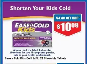 Chemist Warehouse Ease a Cold Kids Cold & Flu 24 Chewable Tablets offer