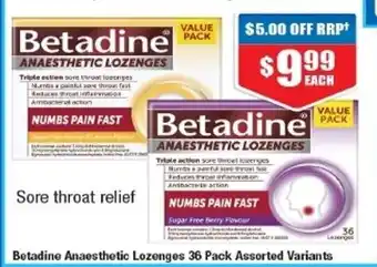Chemist Warehouse Betadine Anaesthetic Lozenges 36 Pack Assorted Variants offer