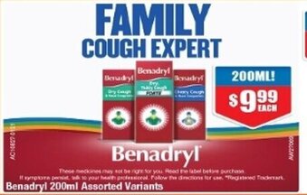 Chemist Warehouse Benadryl 200ml Assorted Variants offer