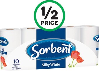 Woolworths Sorbent Toilet Tissue Pk 10 offer