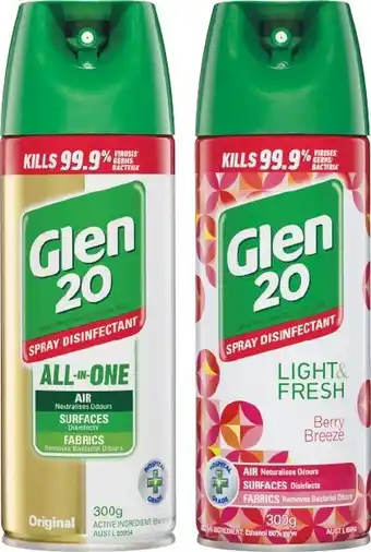 Woolworths Dettol Glen 20 Disinfectant Spray 300g offer