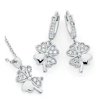 Goldmark Sterling silver cubic zirconia pave hearts 4 leaf clover pendant & earrings offer
