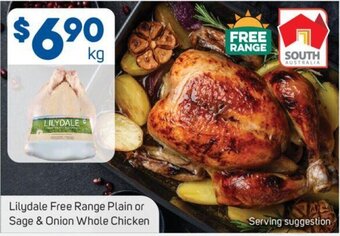 Lilydale Free Range Plain or Sage & Onion Whole Chicken