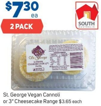Foodland St. George Vegan Cannoli or 3" Cheesecake offer