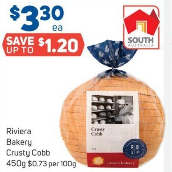 Riviera Bakery Crusty Cobb 450g offer at Foodland