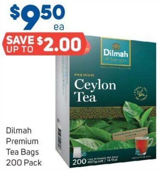 Dilmah Premium Tea Bags 200 Pack offer at Foodland