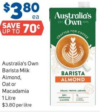 Foodland Australia's Own Barista Milk Almond, Oat or Macadamia 1 Litre offer