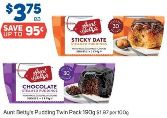 Foodland Aunt Betty's Pudding Twin Pack 190g offer