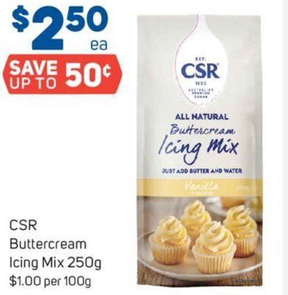 CSR Buttercream Icing Mix 250g offer at Foodland