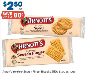 Foodland Arnott's Yo-Yo or Scotch Finger Biscuits 250g offer